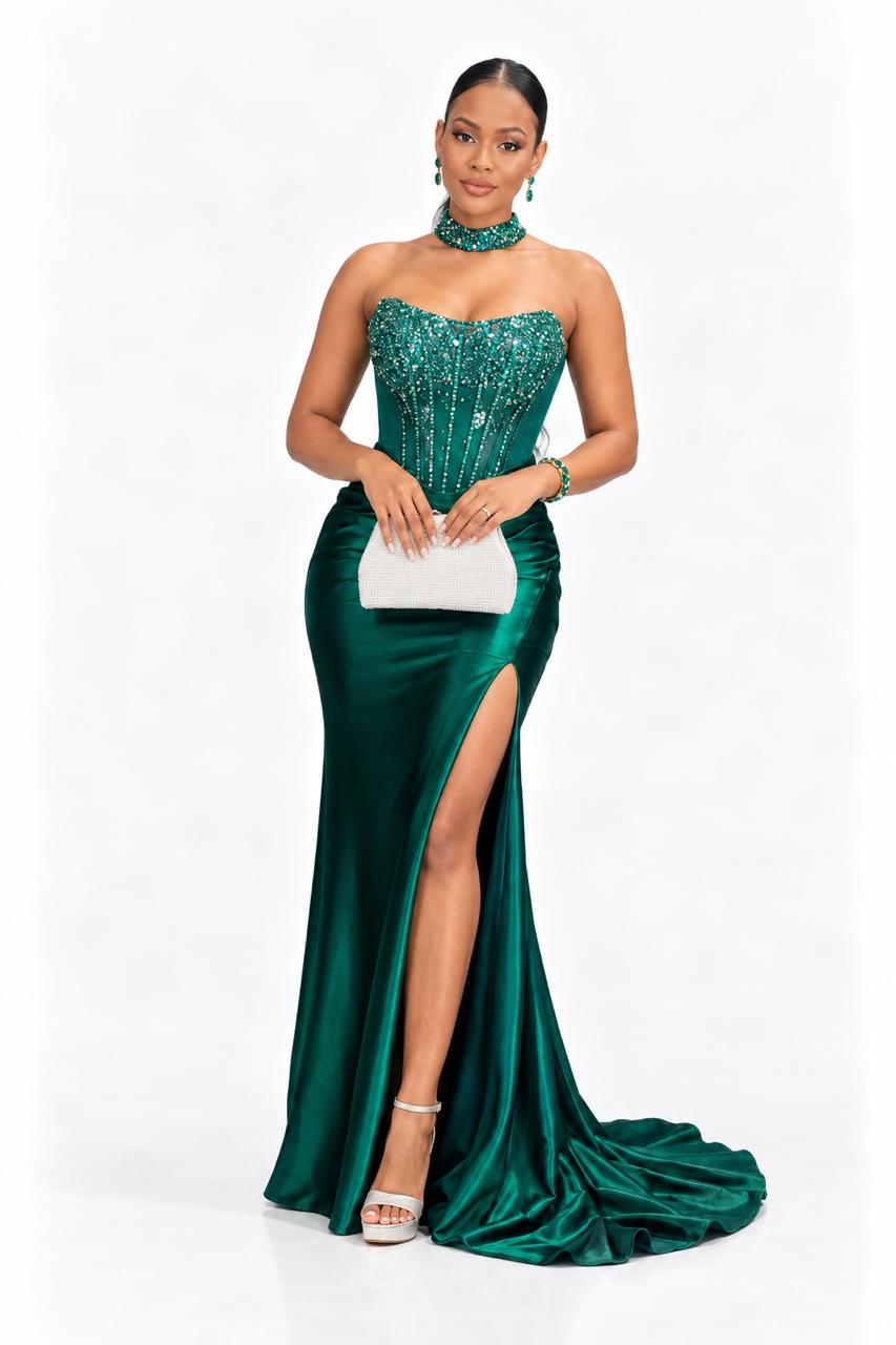Vestido Gala Verde Esmeralda – foto 1
