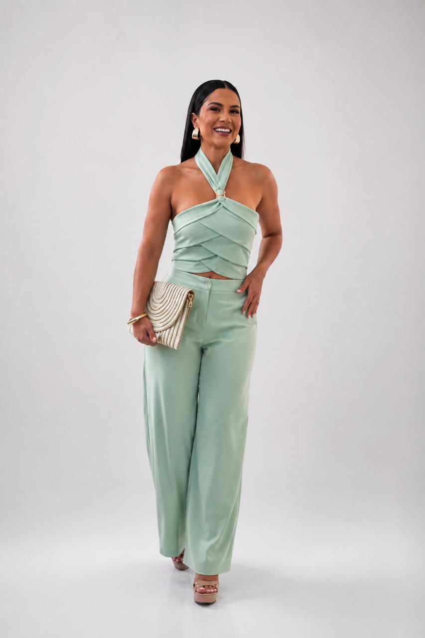 Set De Pantalón Sage Prendedor Dorado