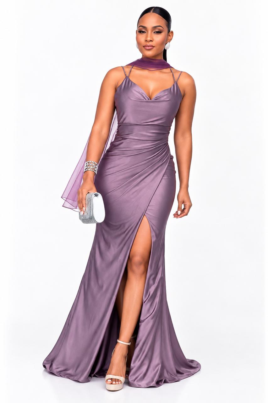 Vestido Gala Mauve Licra Fria – foto 1