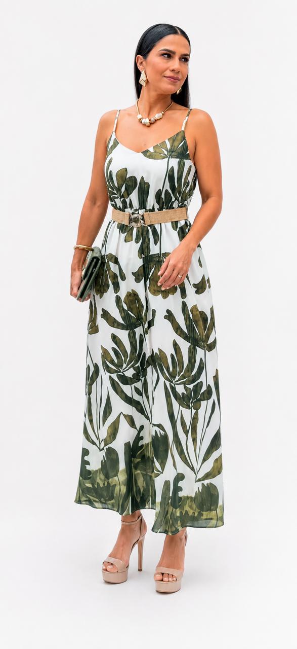 Vestido Midi Hojas Verde Olivo – foto 1