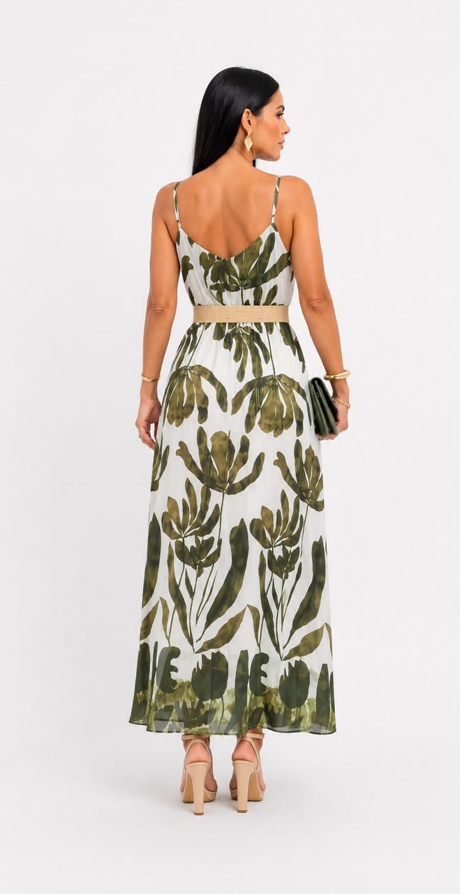 Vestido Midi Hojas Verde Olivo – foto 2