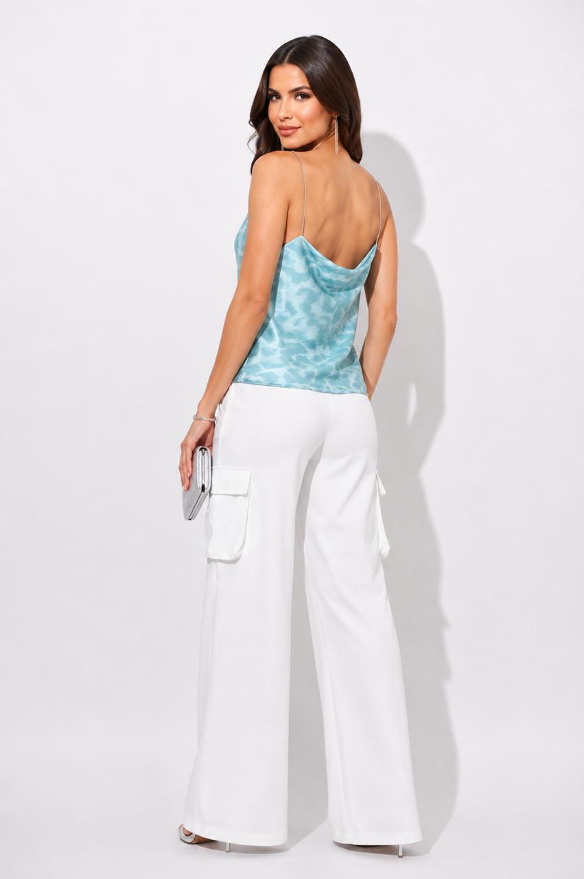 Blusa Menta De Tirantes Plata Tipo Seda – foto 2