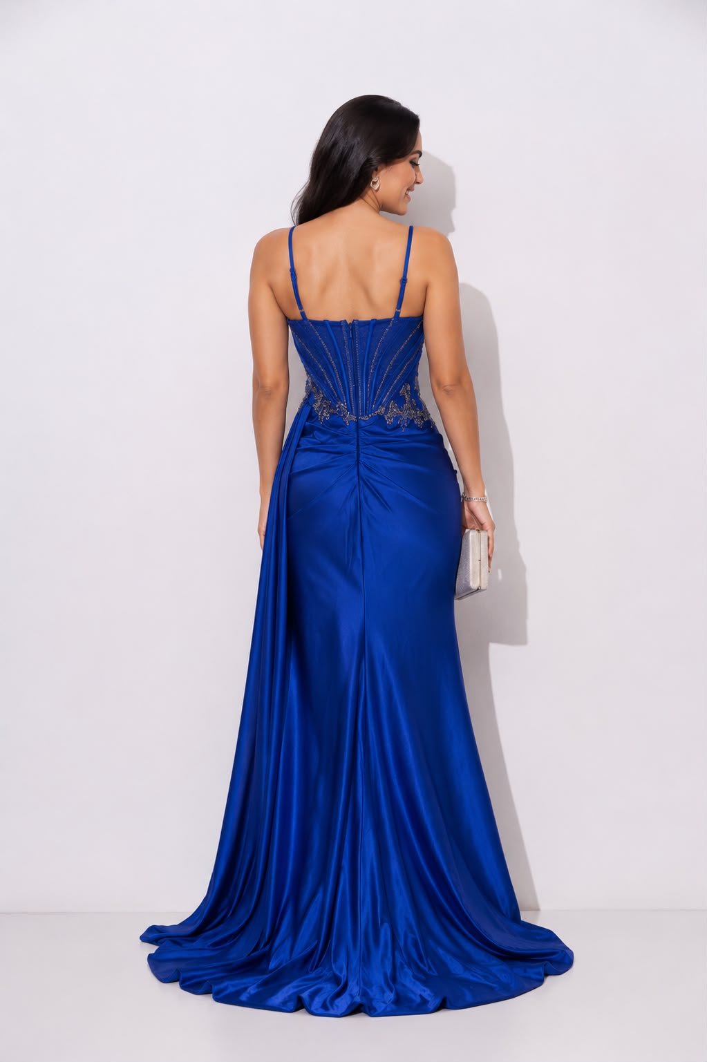 Vestido Gala Azul Rey Piedras Escote – foto 2