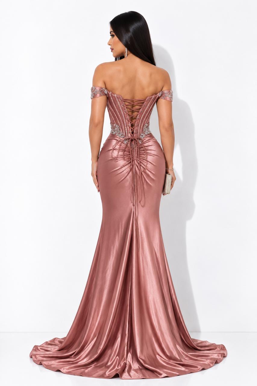 Vestido Gala Mauve Piedras Escote – foto 2