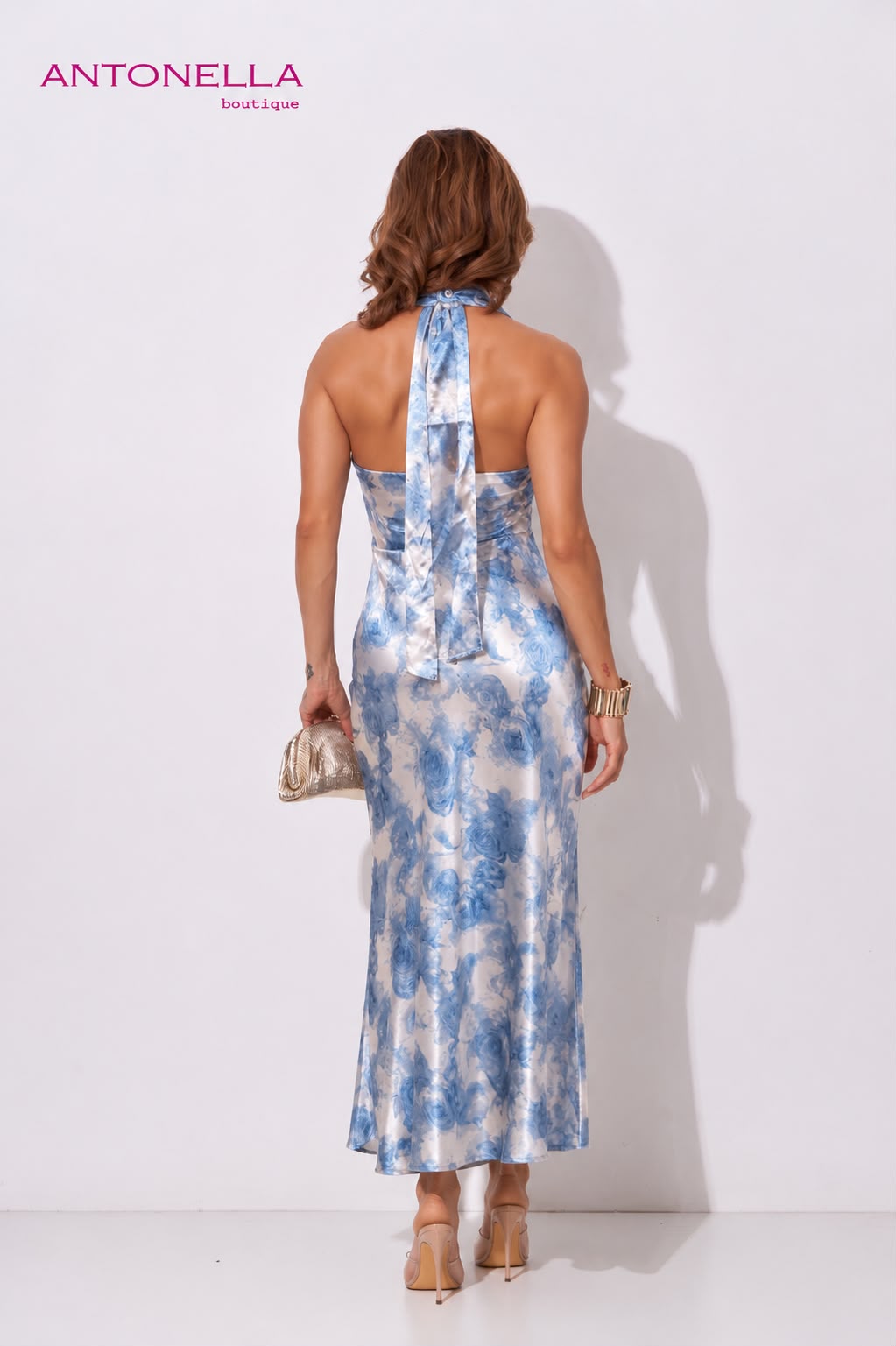 Vestido Midi Celeste Flores – foto 2