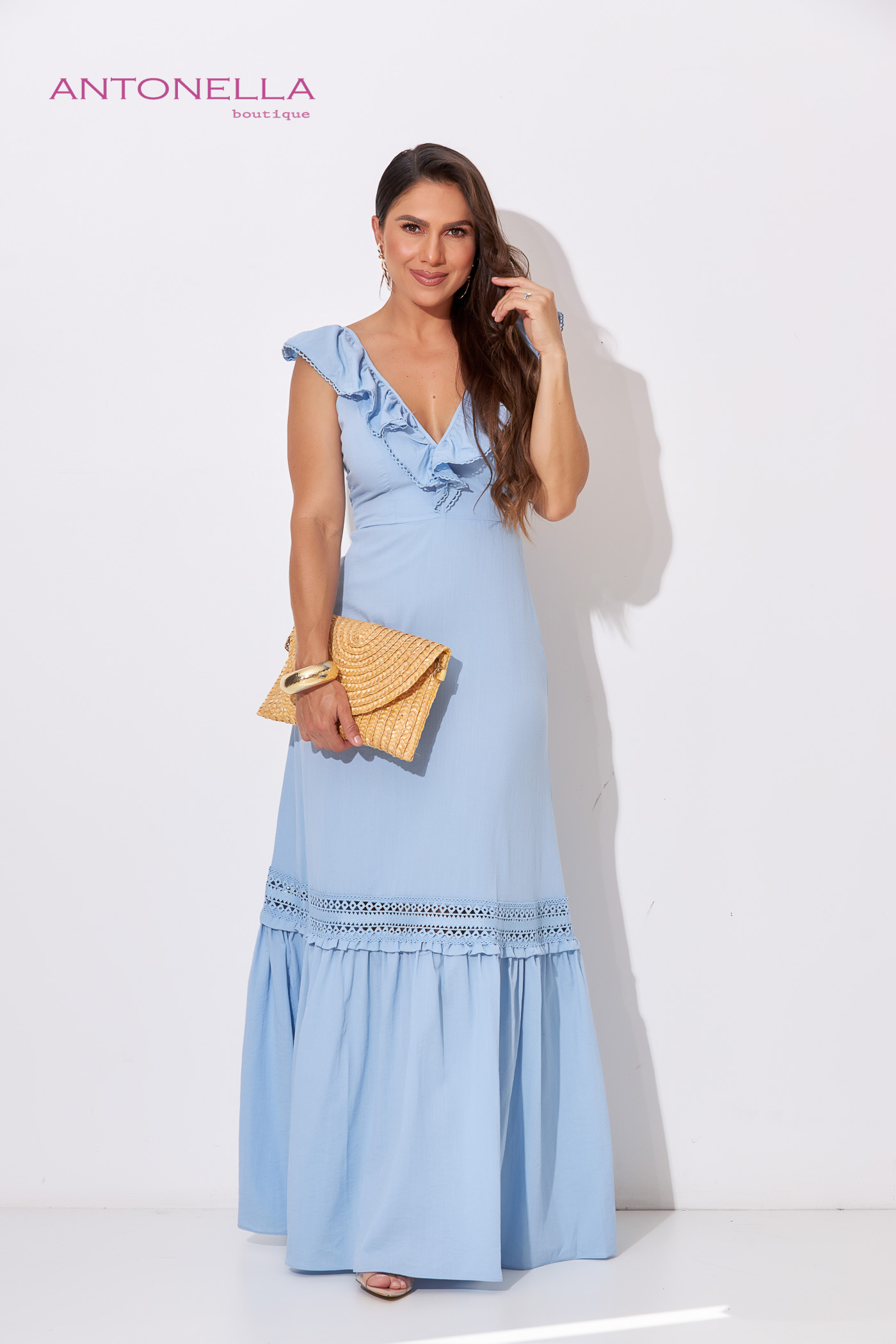 Vestido Largo Celeste – foto 1