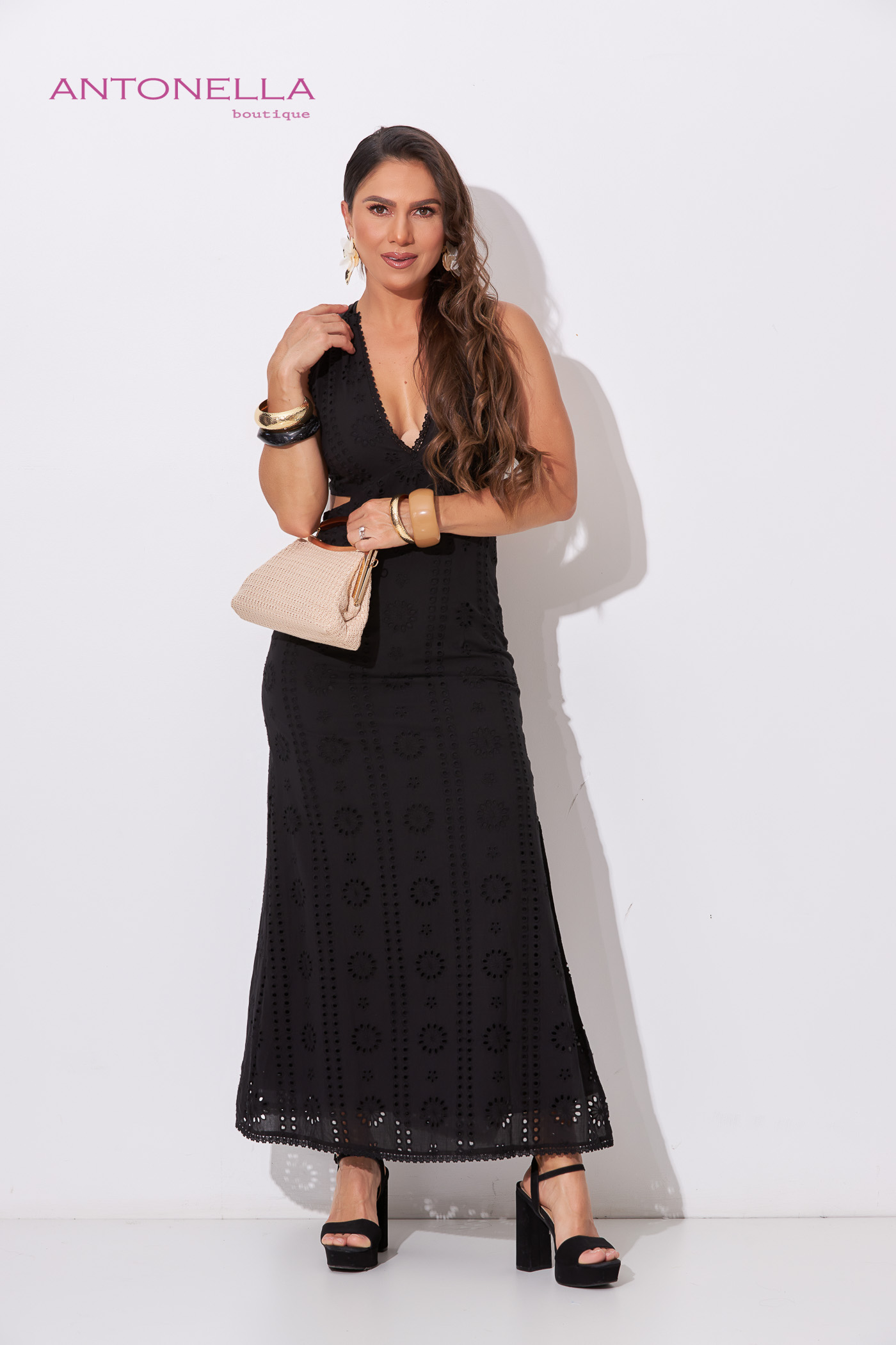 Vestido Midi Negro Librete – foto 3