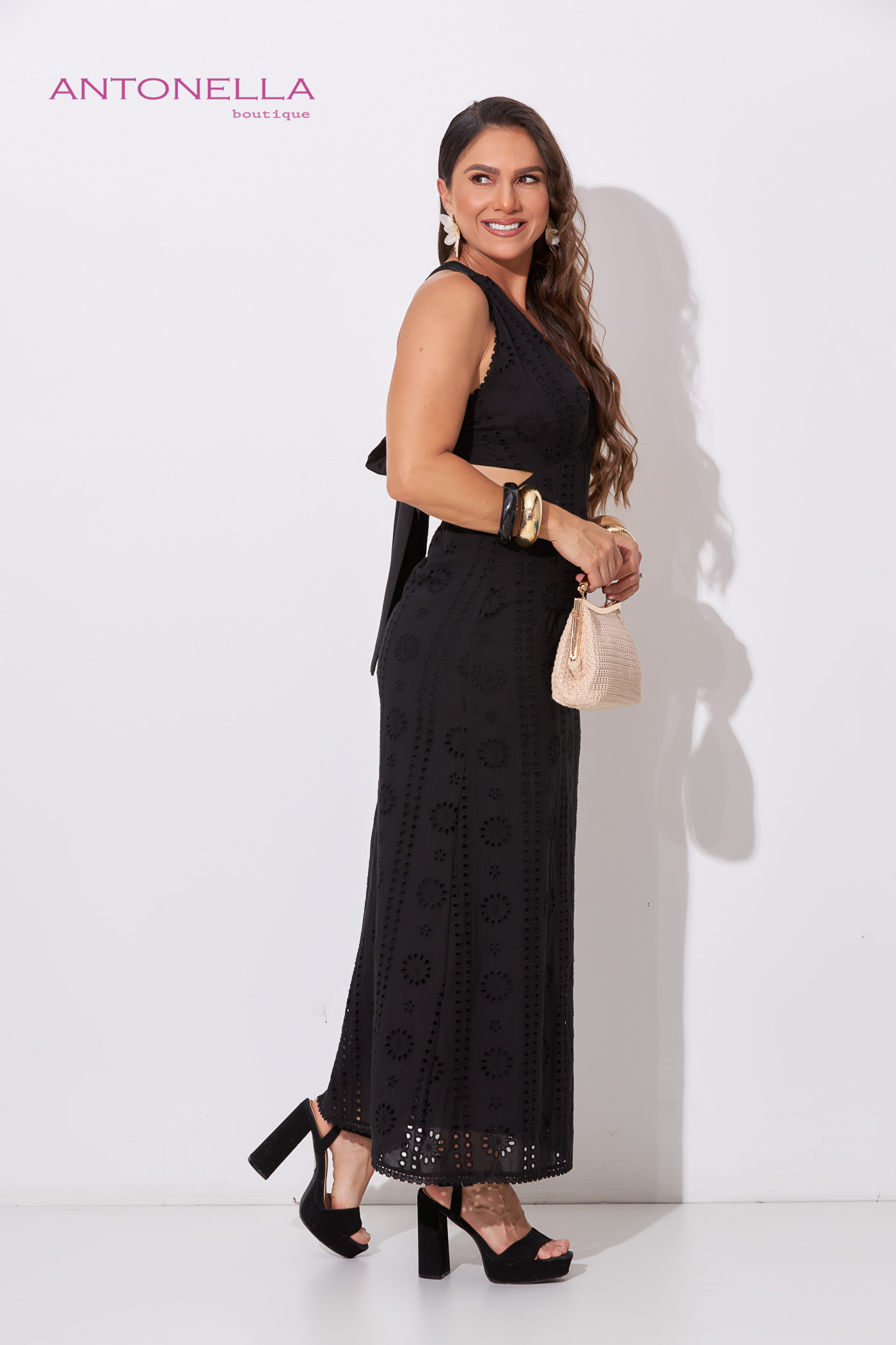 Vestido Midi Negro Librete – foto 4