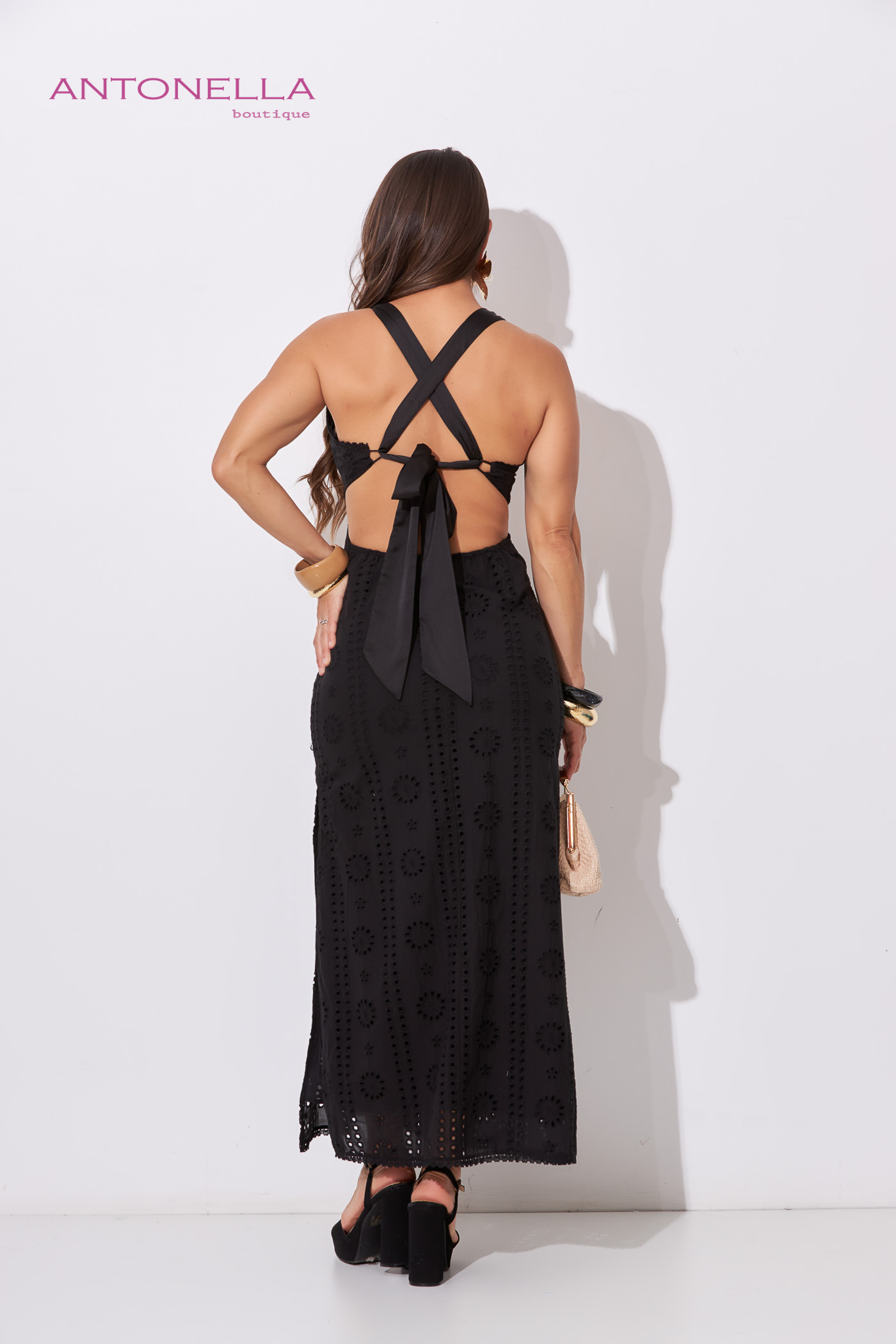 Vestido Midi Negro Librete – foto 6