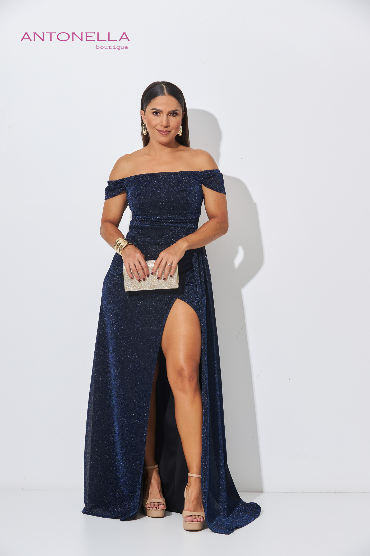 Vestido Gala Azul Marino Brillo – foto 1