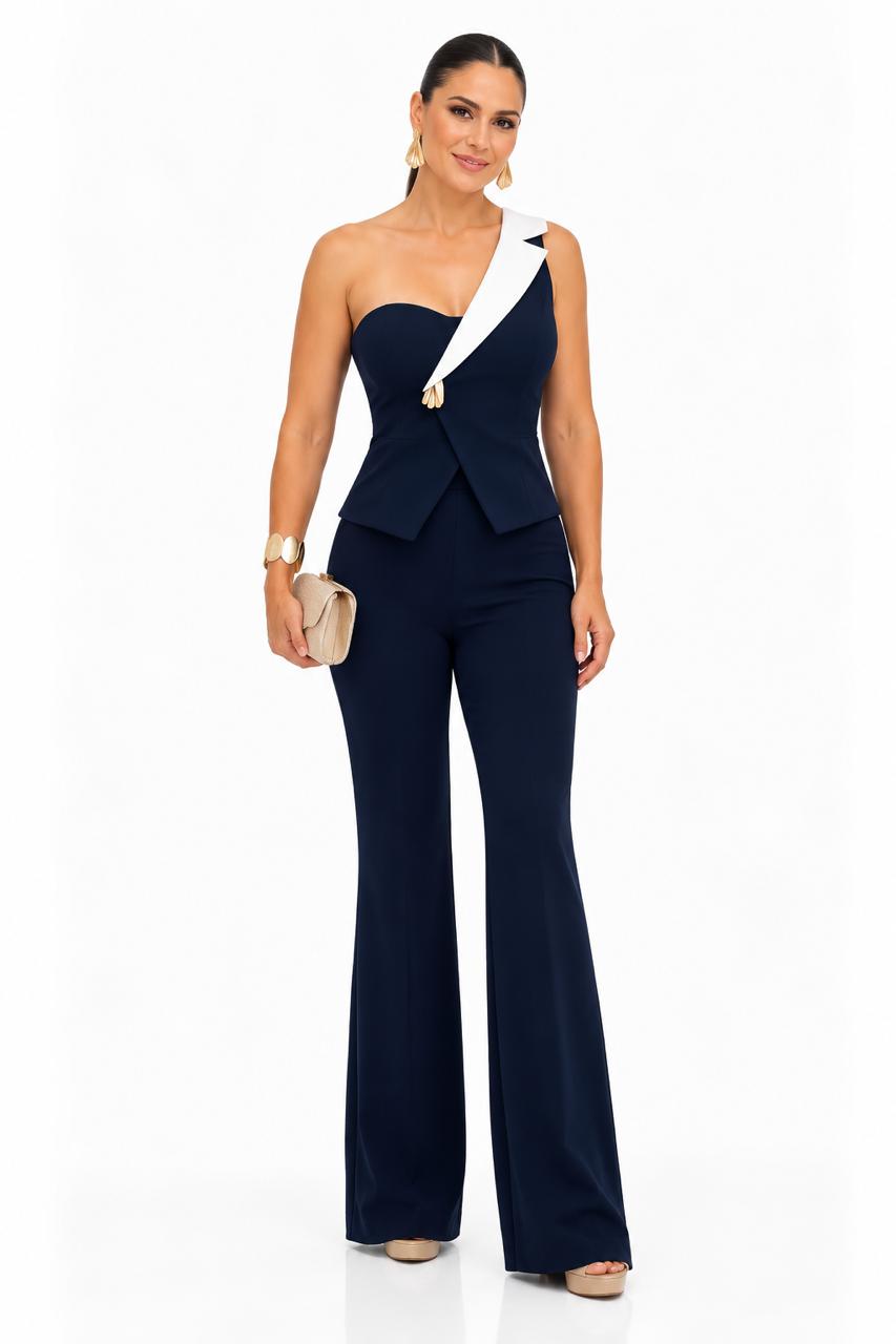 Enterizo Largo Navy Con Blanco – foto 1