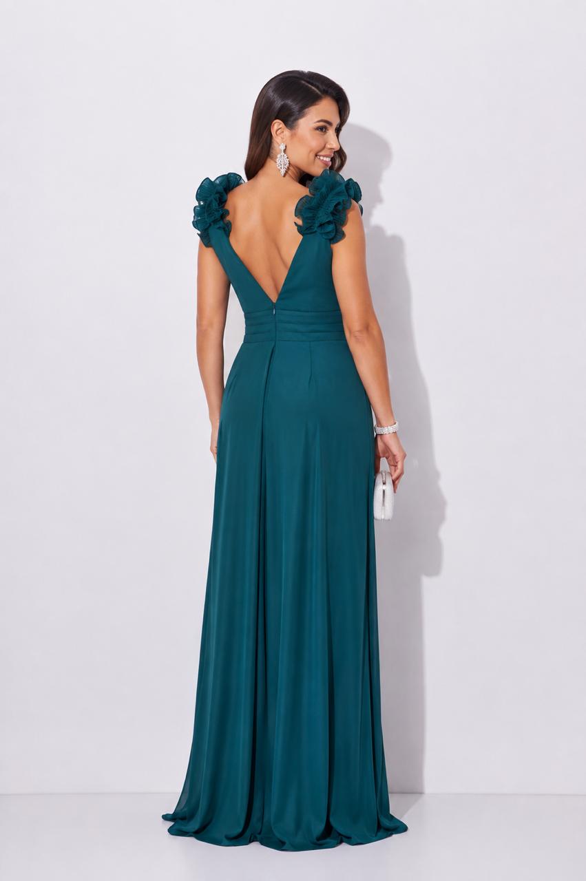 Vestido Gala Verde Esmeralda Vuelos – foto 2