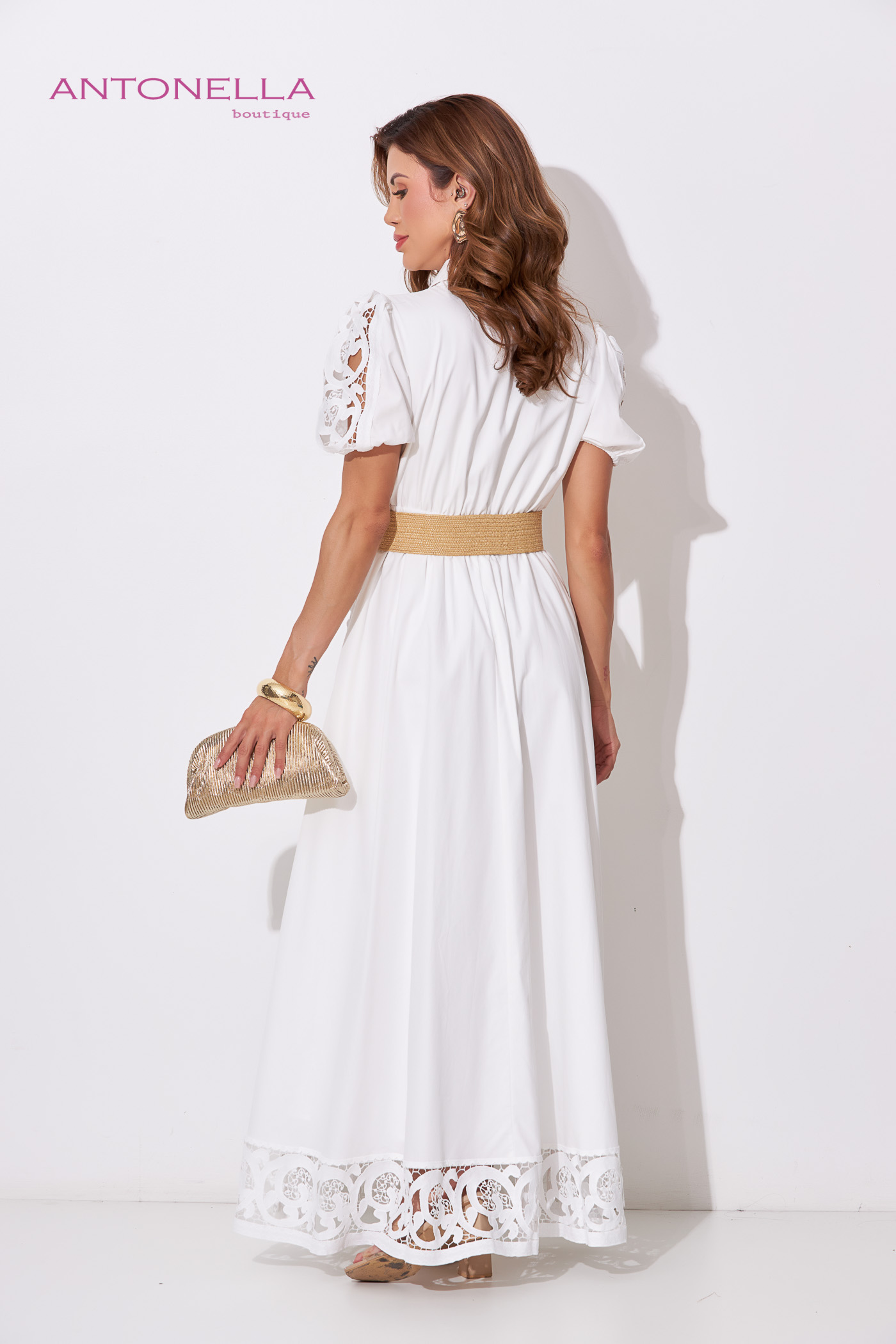 Vestido Largo Blanco Detalles Librete – foto 4