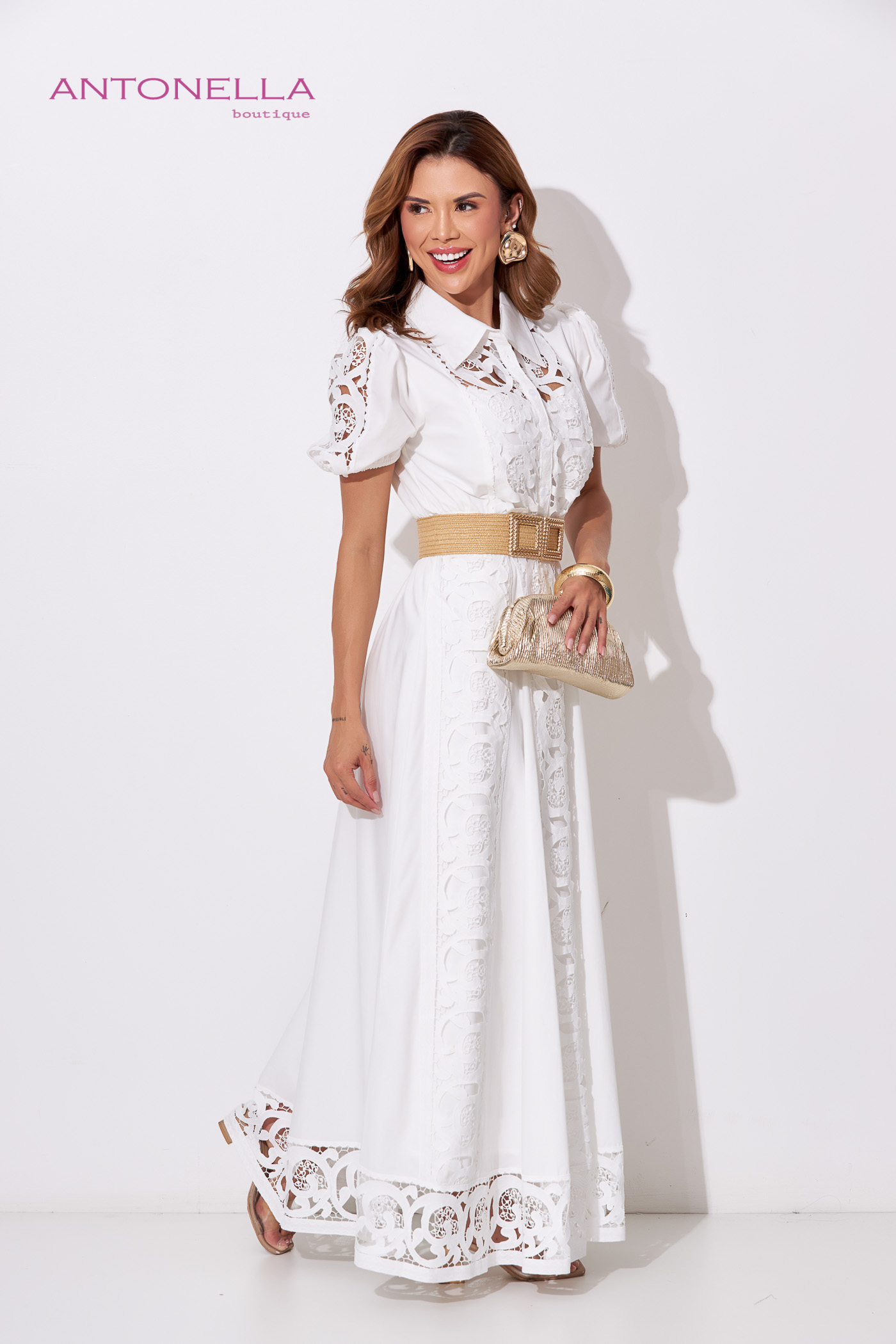 Vestido Largo Blanco Detalles Librete – foto 6
