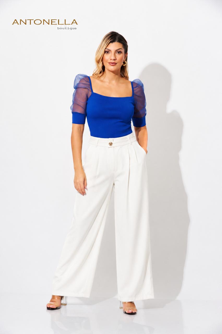 Blusa Azul Rey Mangas 3 Cuartos