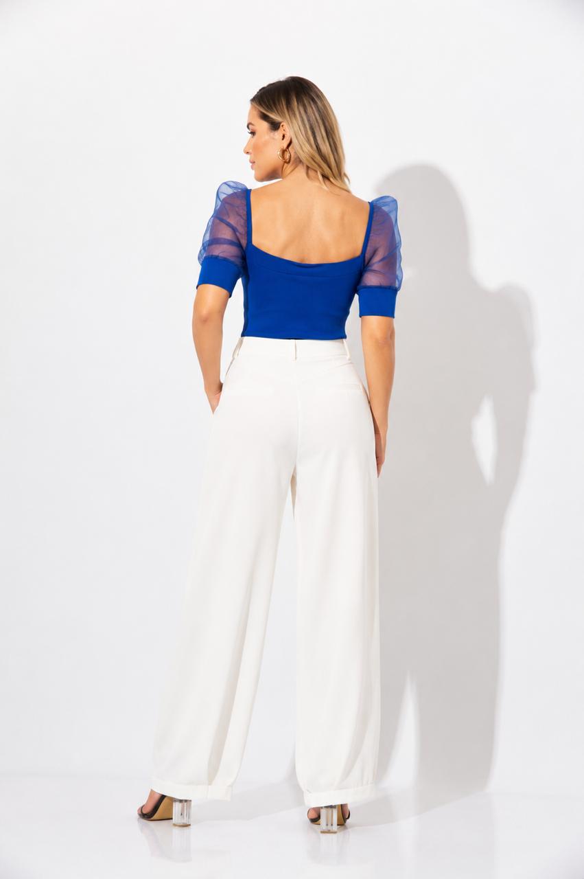 Blusa Azul Rey Mangas 3 Cuartos