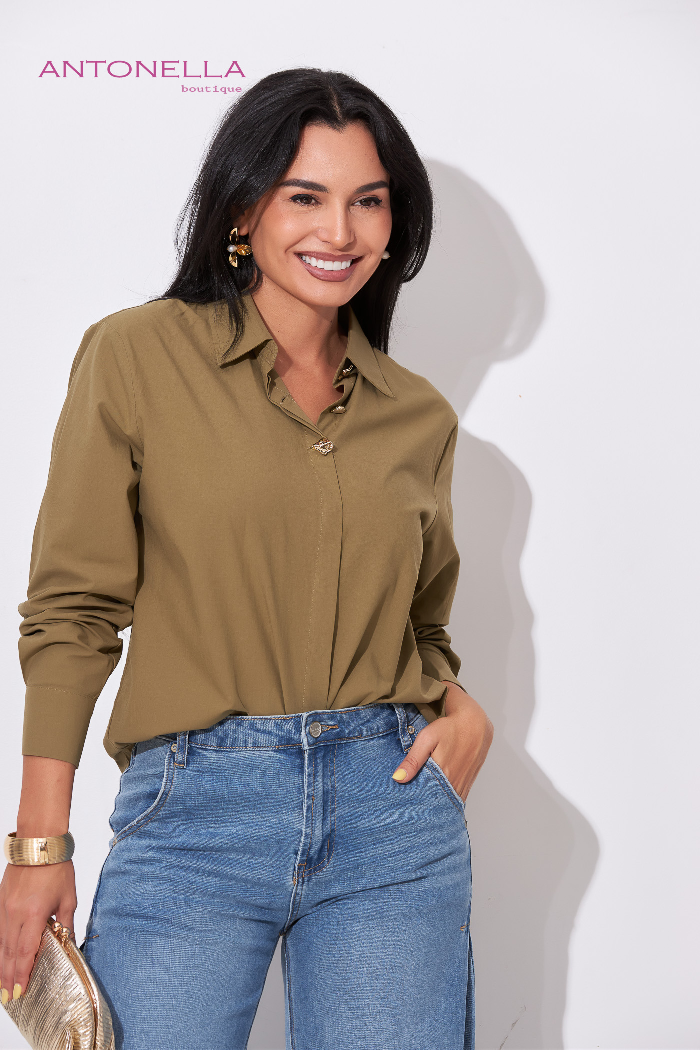 Blusa Olivo Botones Dorados – foto 1