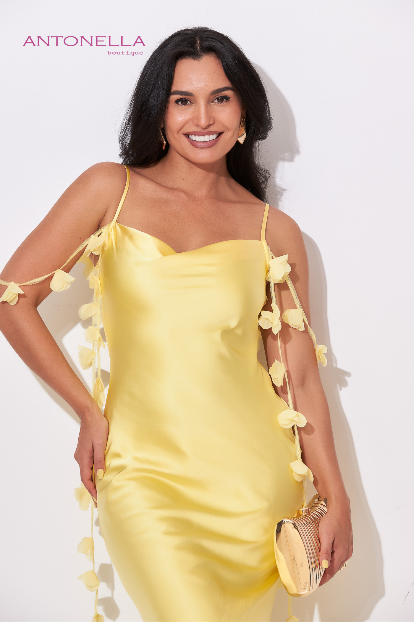 Vestido Gala Amarillo Satin – foto 2