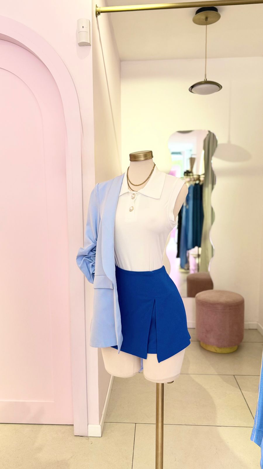 Blazer Celeste, manga corrugada - Girly Basics