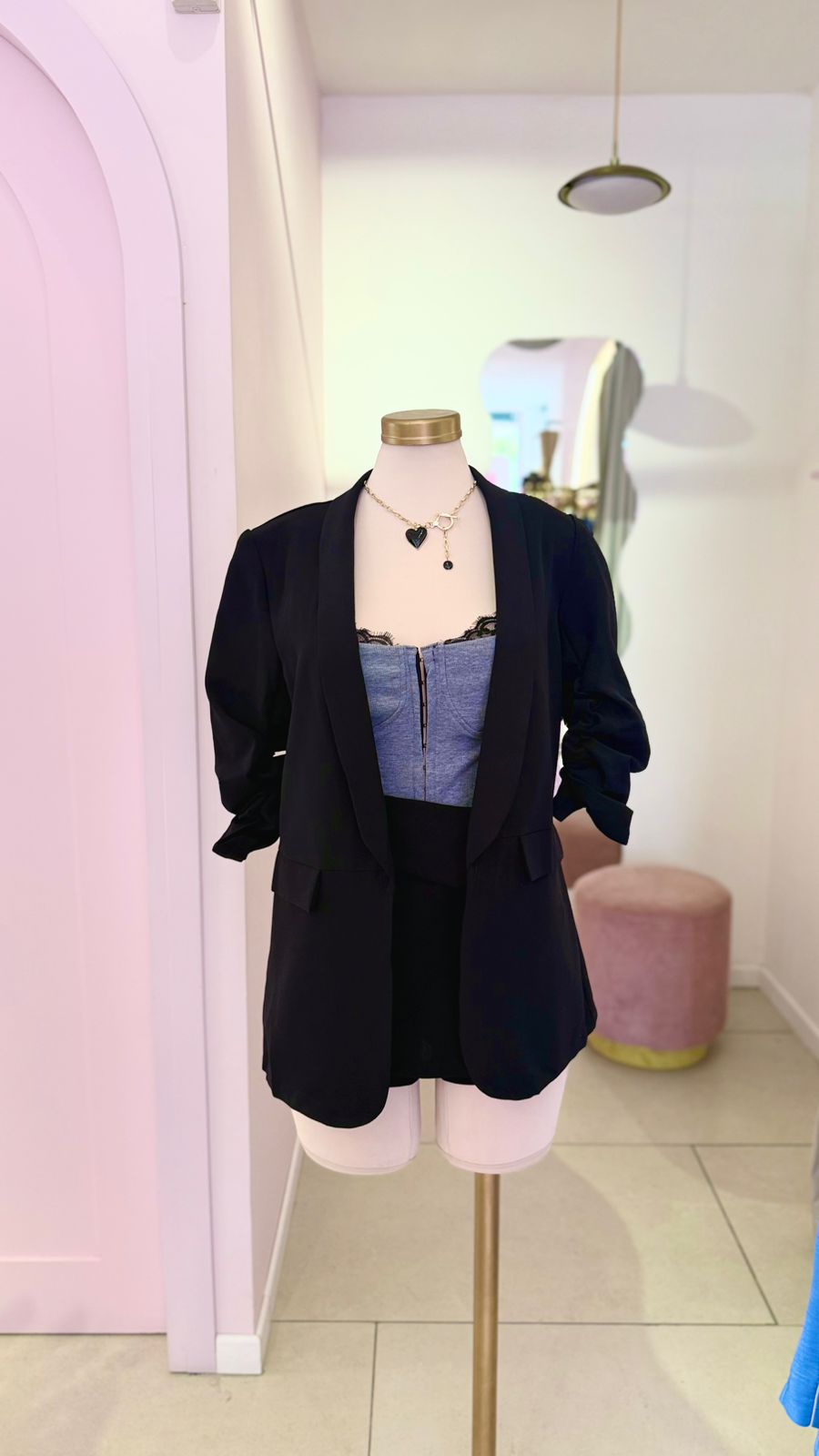 Blazer Negro, manga corrugada - Girly Basics