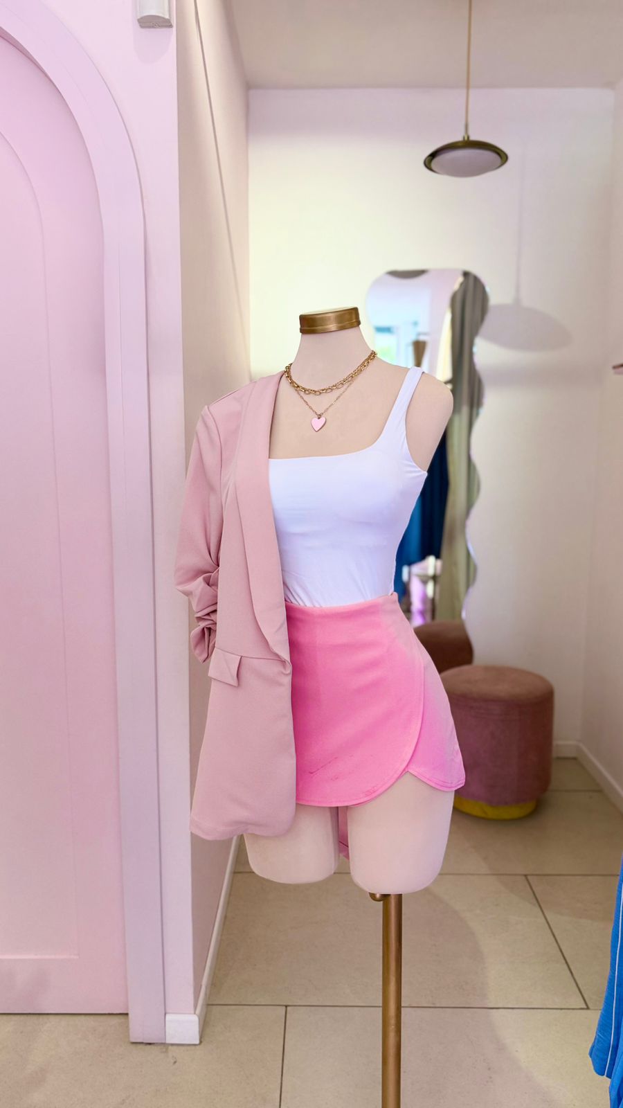 Blazer Rosado, manga corrugada - Girly Basics
