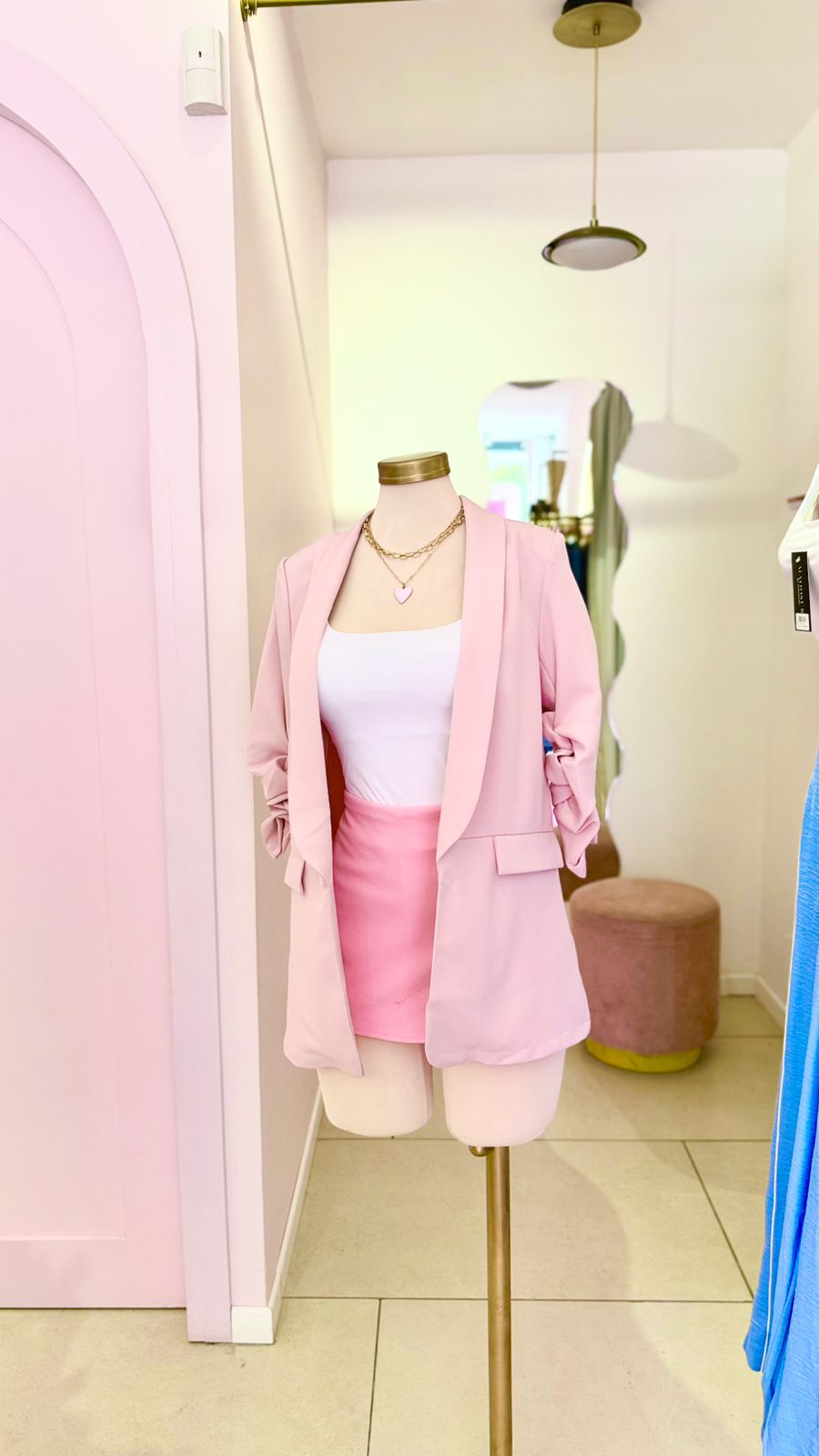 Blazer Rosado, manga corrugada - Girly Basics