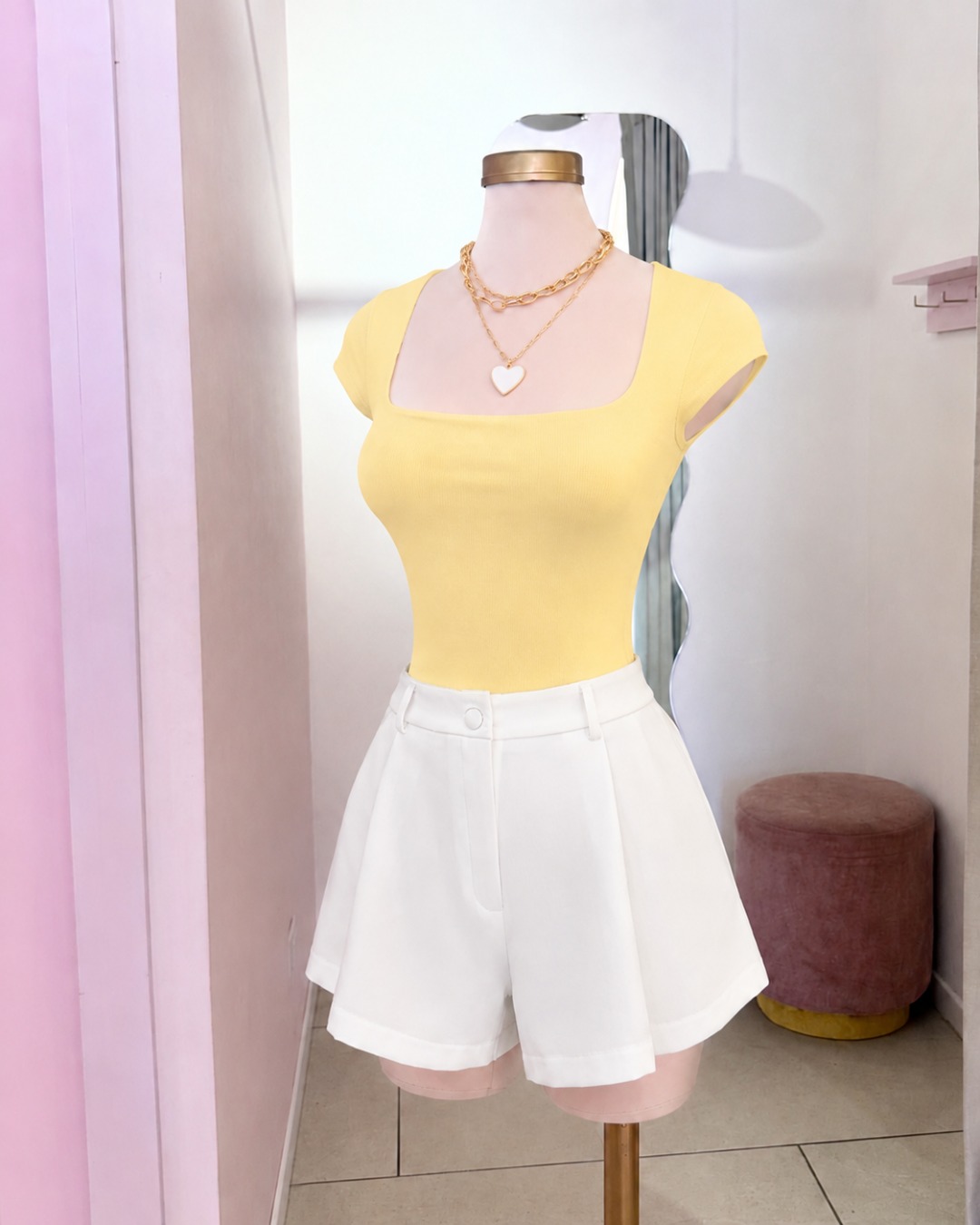 Blusa Amarillo, cuello cuadrado - Girly Basics