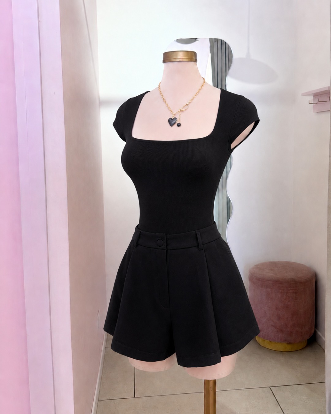 Blusa Negro, cuello cuadrado - Girly Basics