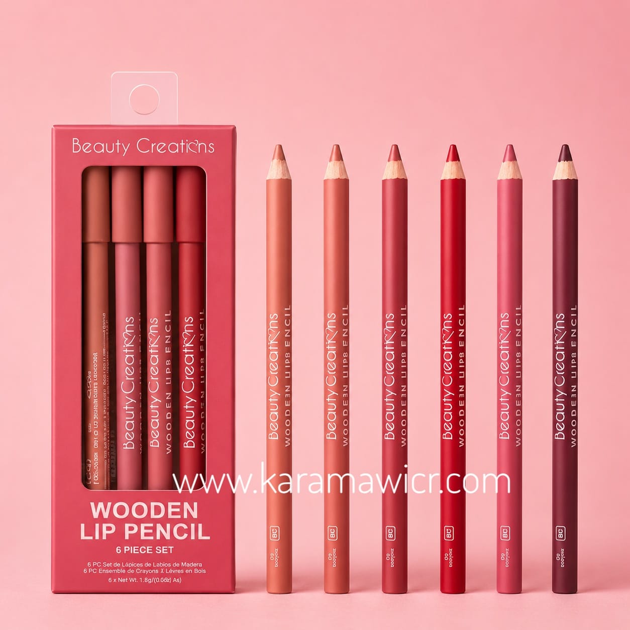 Lip Pencil- Set 6 delineadores de labios Wooden WINE Beauty Creations