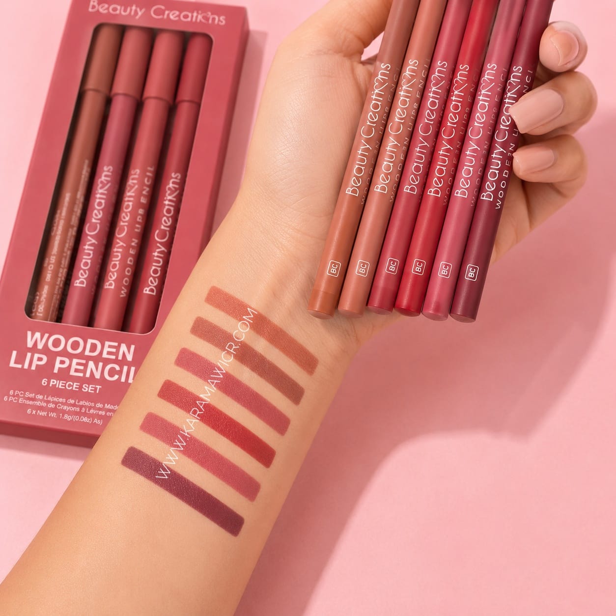 Lip Pencil- Set 6 delineadores de labios Wooden WINE Beauty Creations