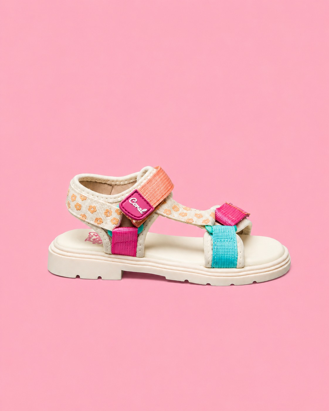 Sandalias niña Lilo Flowers, coral