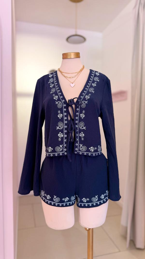 Set Short y Camisa Azul Marino Beach Time
