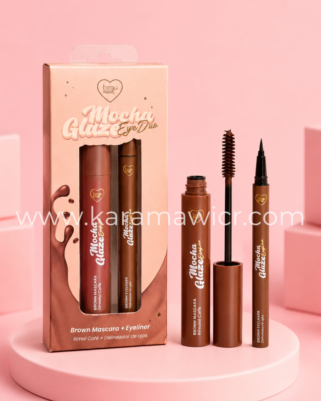 Set de Máscara de Pestañas y Delineador Mocha Glaze (Café), Beau Visage