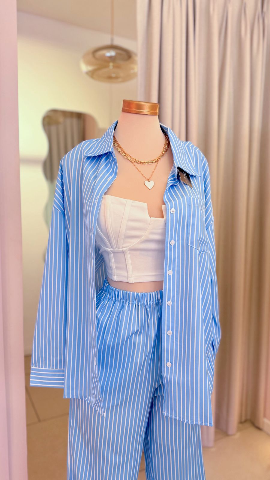 Set de Pantalon y Camisa Celeste con Blanco - Beach Time