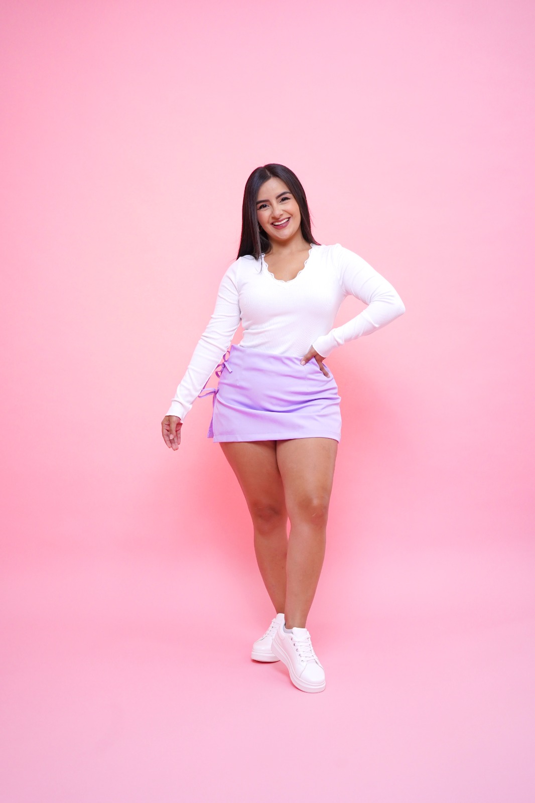 Short Enagua Lila, con abertura con lazos - Basics by Maoosuri
