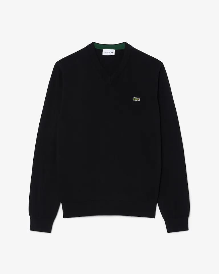 Jersey de cuello de pico de algodón monocolor – foto 4