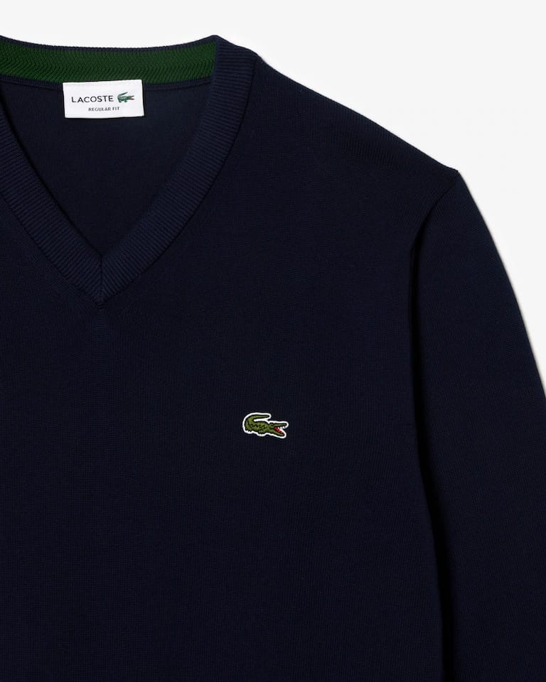 Jersey de cuello de pico de algodón monocolor – foto 4