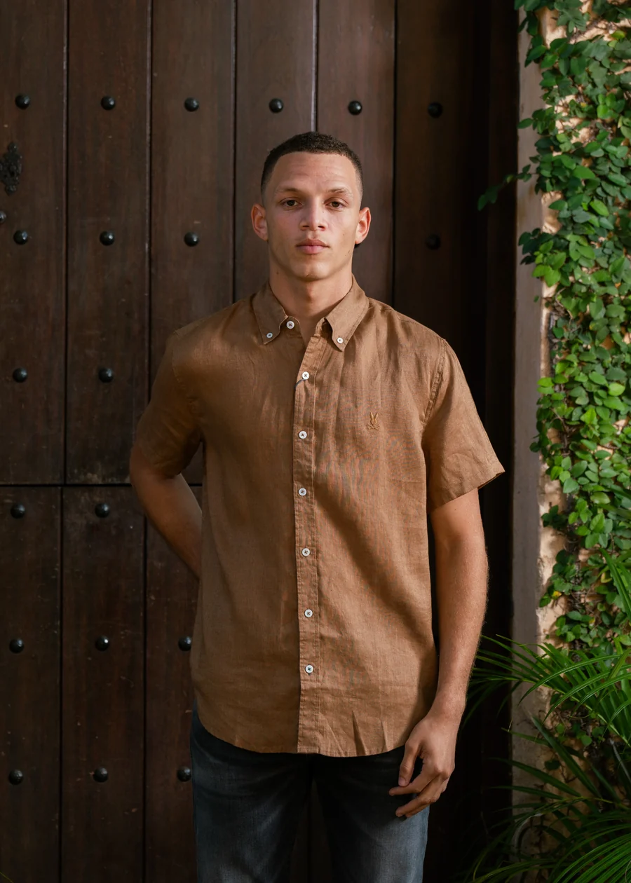 CAMISA MANGA CORTA DE LINO ALDINE PARA CABALLERO – foto 3