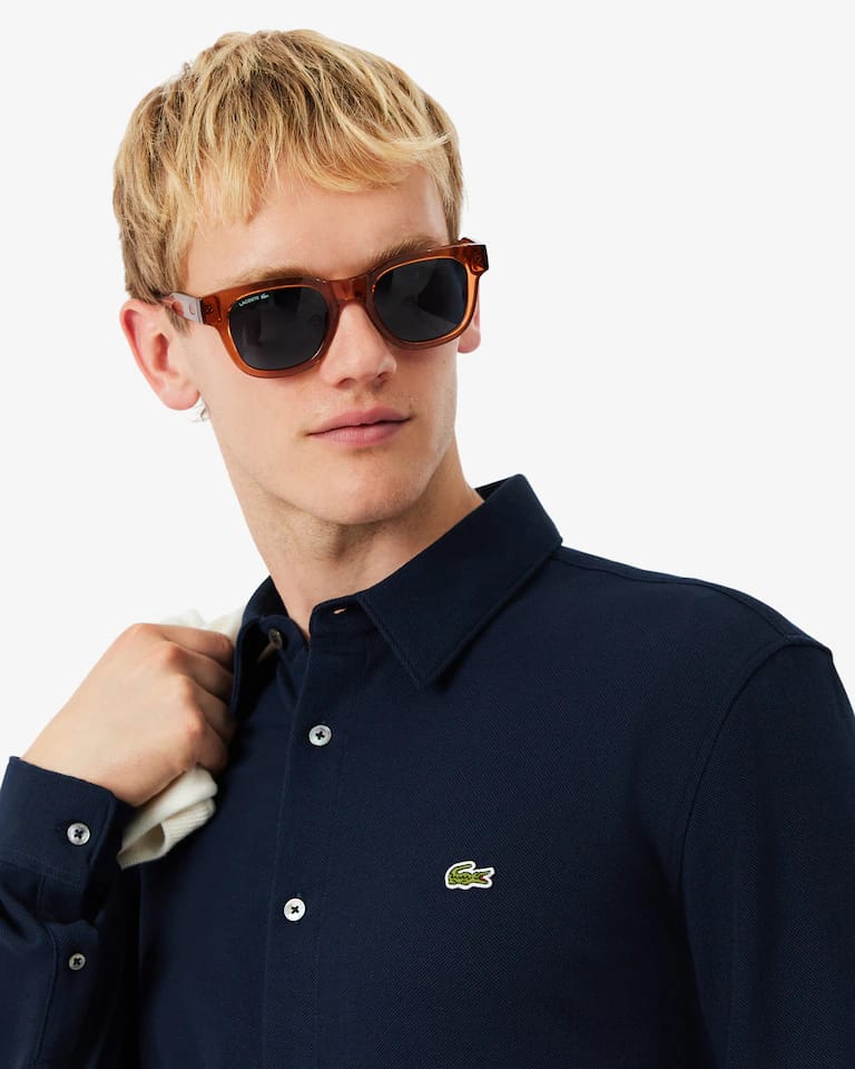 Camisa de hombre slim fit en piqué de algodón – foto 2