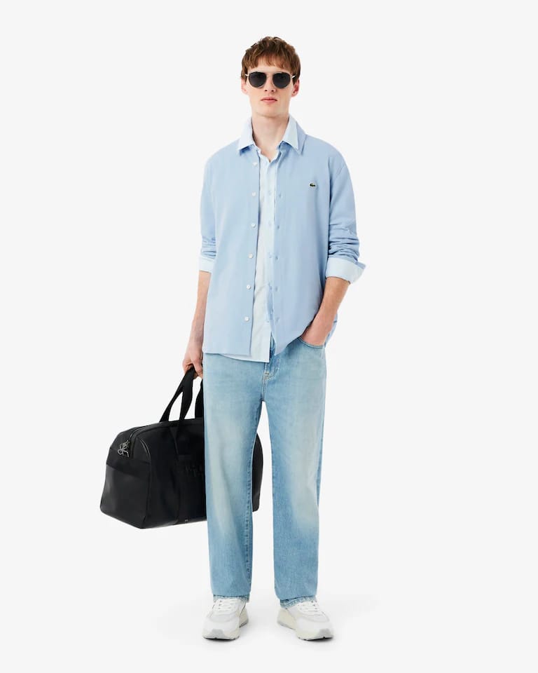 Camisa de hombre slim fit en piqué de algodón – foto 1