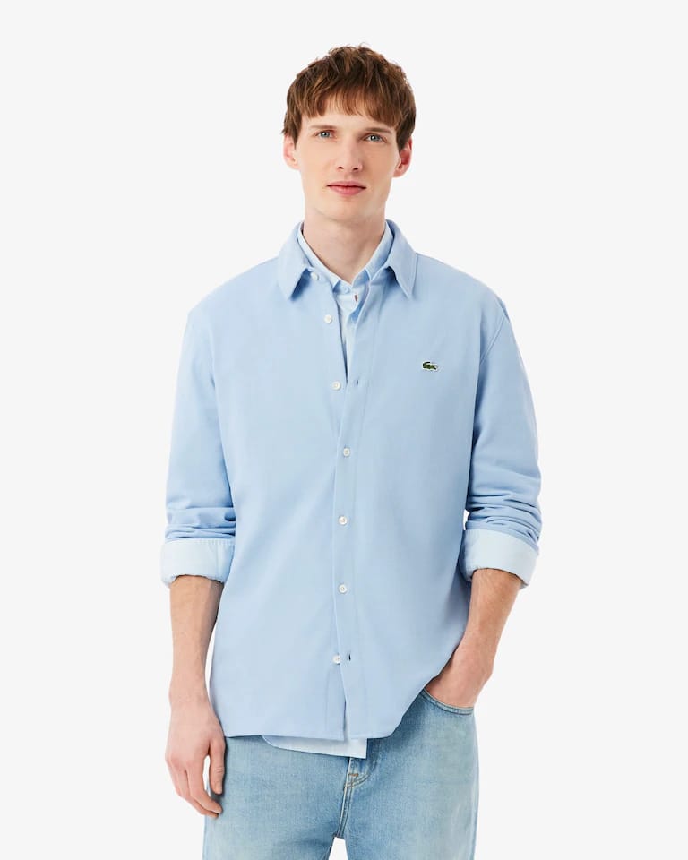 Camisa de hombre slim fit en piqué de algodón – foto 3