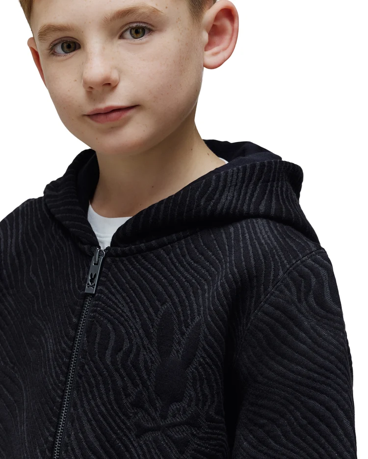 SUDADERA CON CAPUCHA Y CREMALLERA TEXTURIZADA DOBLE PUNTO JACQUARD KENDRICK PARA NIÑO – foto 1