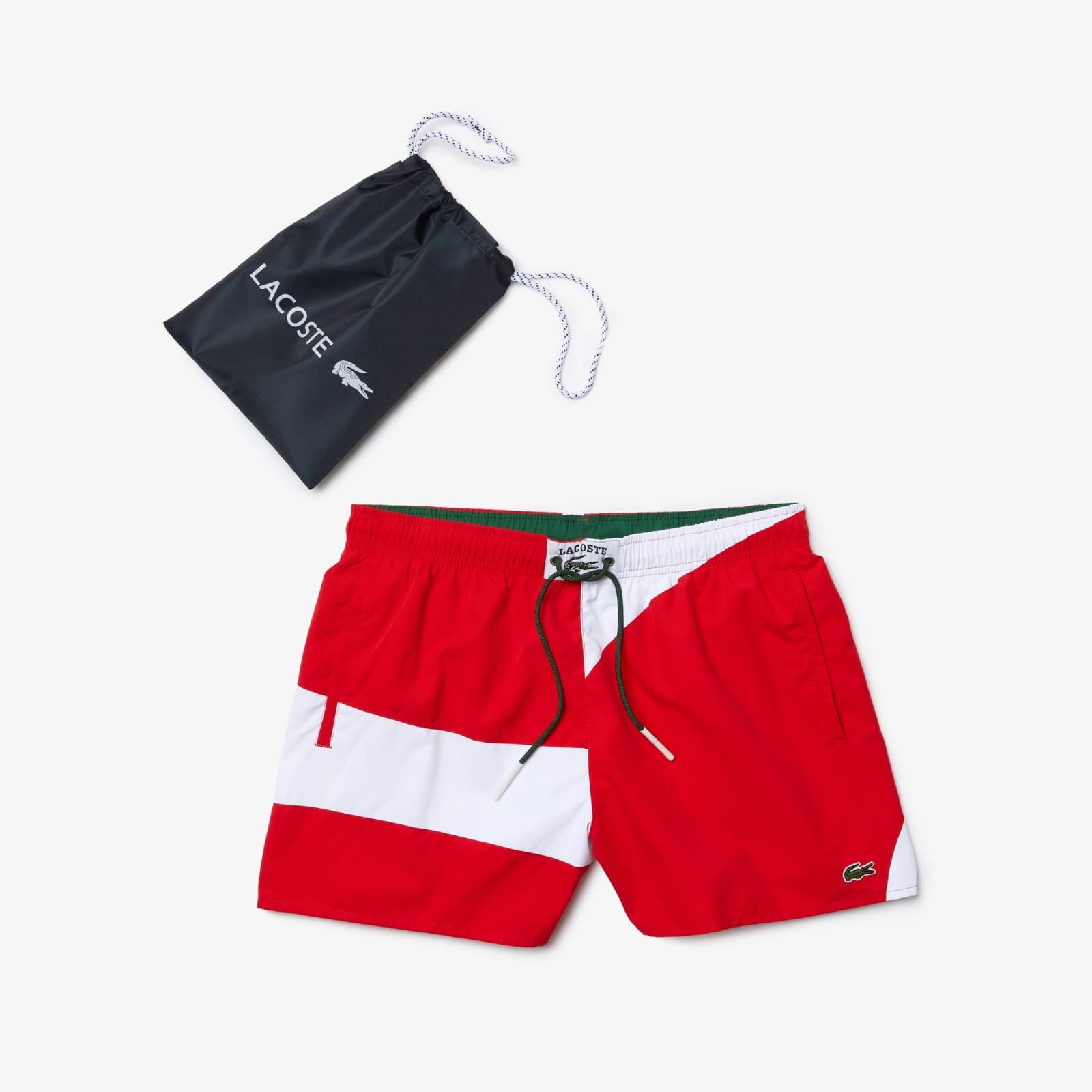 Bañador corto rojo con bloques de color para hombre de Lacoste – foto 5