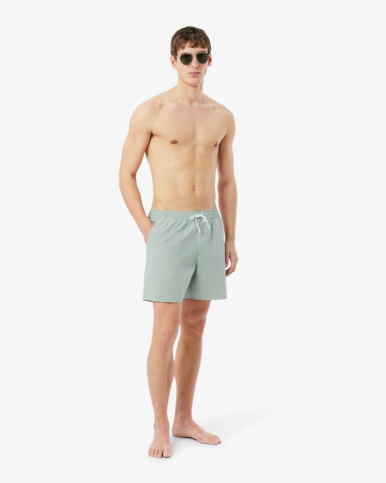 Bañador de hombre de largo medio con textura a rayas – foto 1