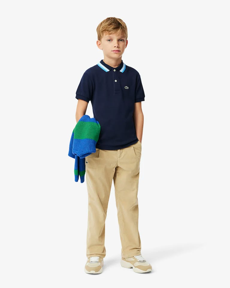 Polo de petit piqué con cuello a rayas para niño – foto 2
