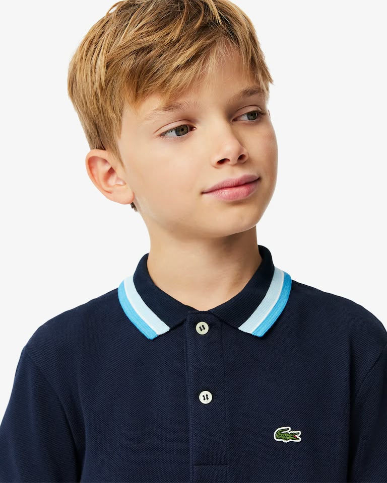 Polo de petit piqué con cuello a rayas para niño – foto 3