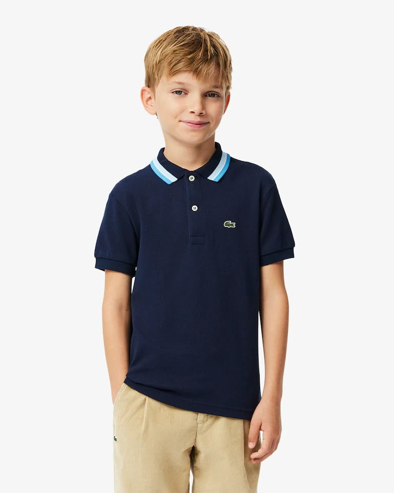 Polo de petit piqué con cuello a rayas para niño – foto 1