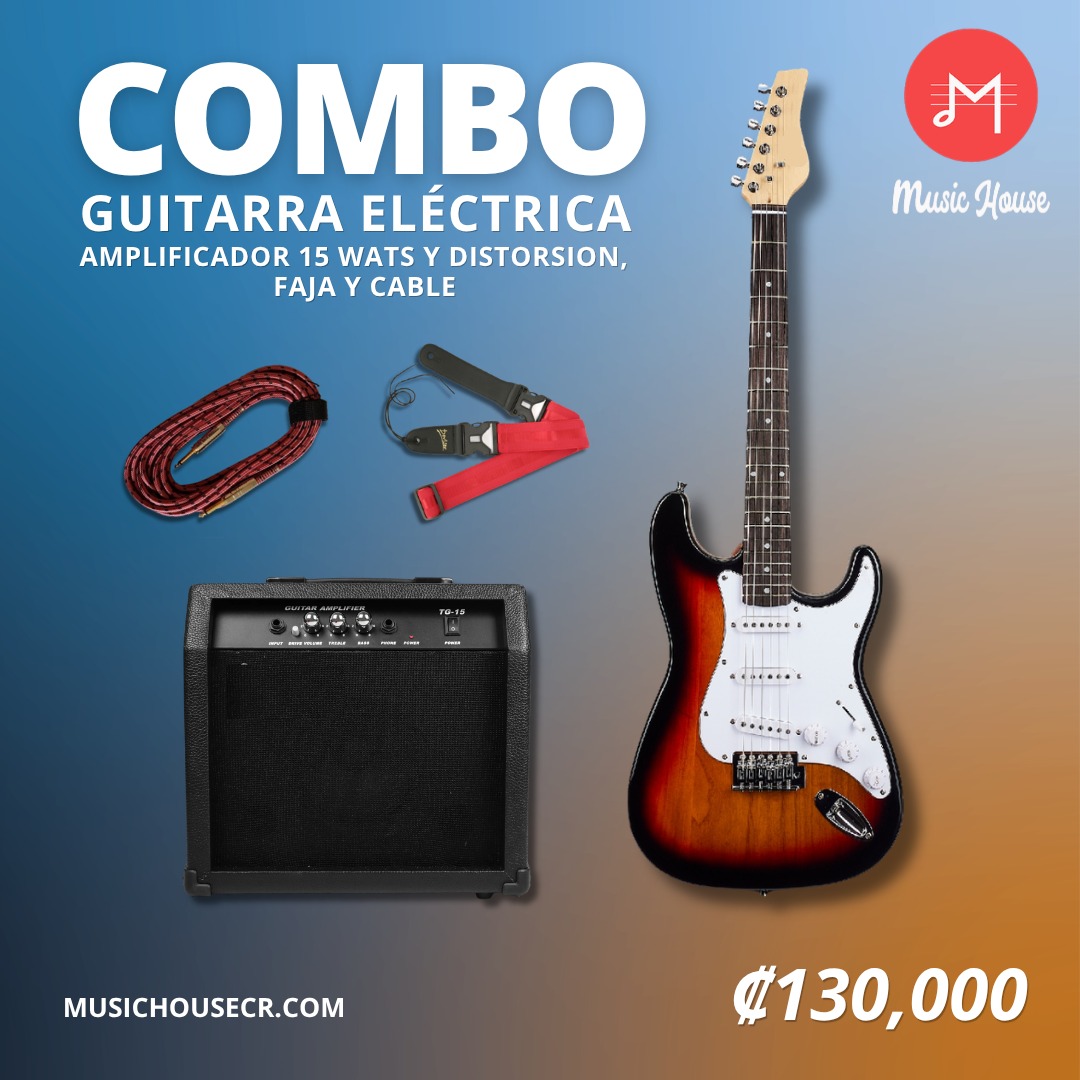 COMBO GUITARRA ELECTRICA ROJA O NEGRA