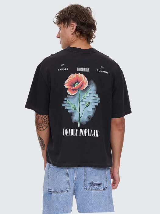 Camiseta Thrills Deadly Popular Box Oversize Crop Black – foto 2