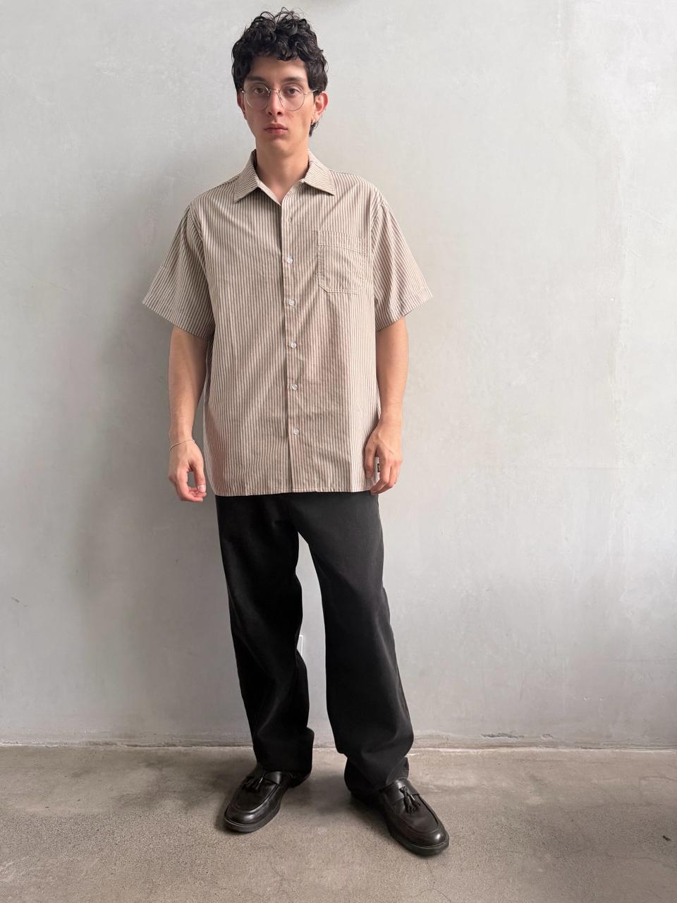 Camisa Thrills Union Stripe Work Postal Brown – foto 1